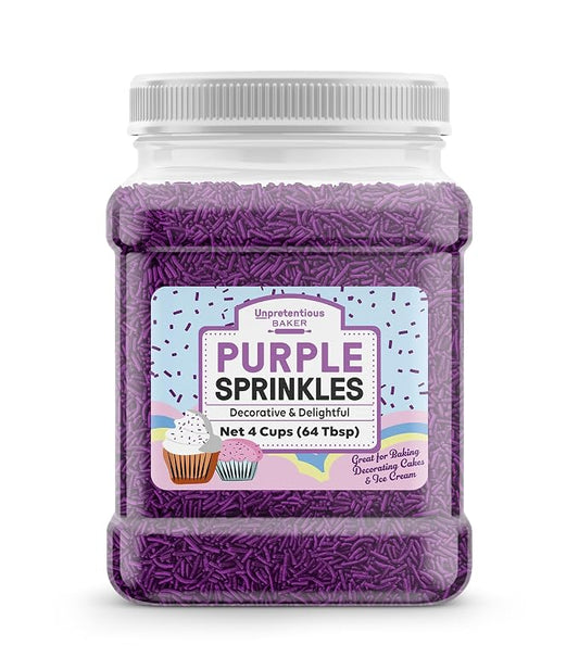 Unpretentious Purple Sprinkles, 4 Cups, Bright & Colorful, Decorative & Fun Topping for Baking