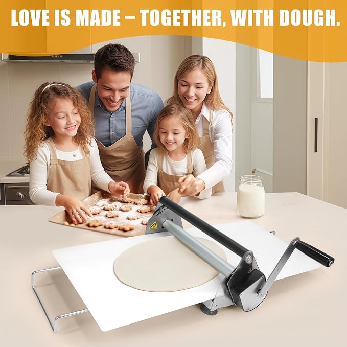 Dough Sheeter 12 inch, Folding Dough Rolling Machine with 2 Rolling Boards, Dough Roller Machine Stainless Steel Thickness Adjustable