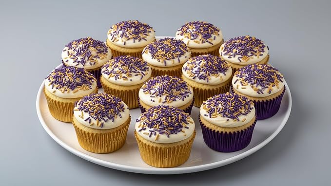 NCS Pearlized Purple & Gold Jimmies Edible Sprinkles – Cupcake, Cake & Cookie Decorations, 7 oz