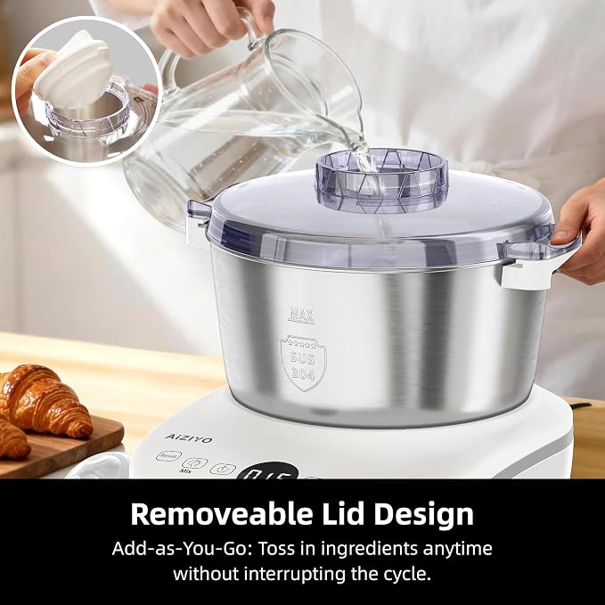 AIZIYO DoughChief, 5.3QT Dough Mixer, Dough Maker with Ferment Function, 304 Stainless Steel Bowl, Removeable lid, Touch Panel Control, Electric Dough Proofing Box for Pizza & Bread
