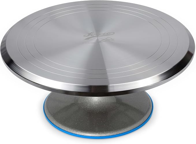 Ateco Revolving Cake Decorating Stand, 615 12" Round, Aluminum Base, White