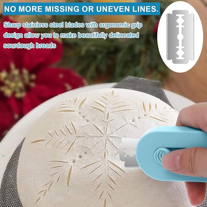 Herda Bread Lame Dough Scoring Tool, Retractable Magnetic Bread Scoring Tool With 5 Bread Razors & Scoring Patterns Booklet, Professional Bread Baking Scorer for Sourdough Bread, Baguette, Rye Bread