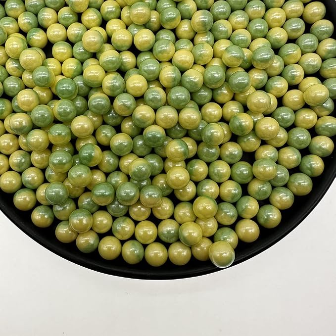 Christmas Sprinkles Yellow Green Edible Pearls Sprinkles for Wedding Cake Decorating Christmas Cake sprinkles,Cookie sprinkles,Sugar Pearl, Edible Candy Pearls 7mm 130g 4.6OZ for Cake Cupcake Decorationg (Green+Yellow)