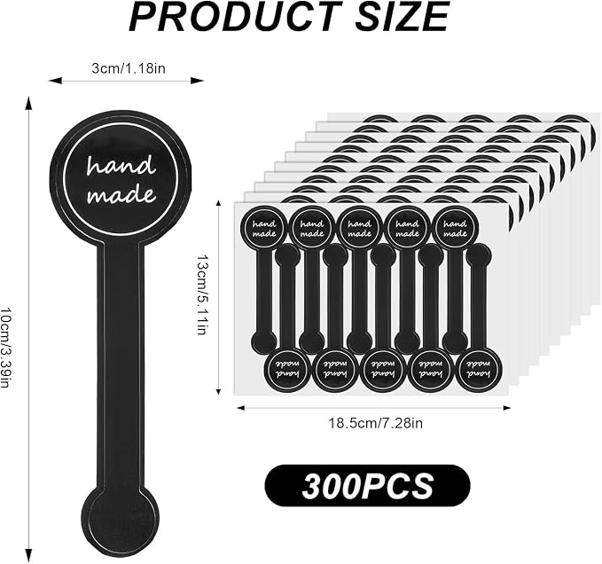 300Pcs Seal Stickers for Food Baking Sealing Stickers Labels for Baked Goods Long Pastry Cake Box Seal Sticker Labels for Cookie Bakery Sticker for Packaging Adhesive Dessert Cup Label for Jars
