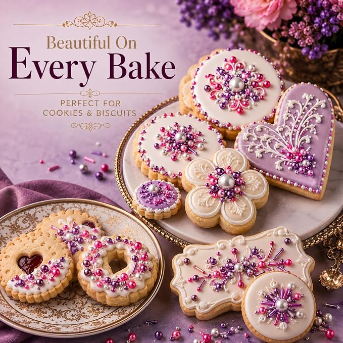 Confect Cake Decorating Sprinkles Mix – Pink & Purple Jimmies with Pearl Sugar Balls – Edible Cupcake & Cookie Topping for Baking, Party & Holiday Treats | Vegan, Gluten-Free, Soy-Free, Dairy-Free, Palm Oil-Free- 4.2 Oz