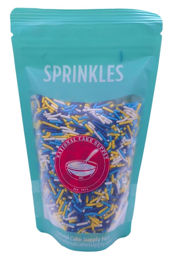 NCS Los Angeles Game Day Dark Blue, Blue, Yellow & White Jimmies Edible Sprinkles – Cupcake, Cake & Cookie Decorations, 7 oz
