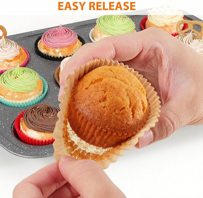Caperci Standard Cupcake Liners for Baking 200 Counts - Greaseproof Muffin Baking Cups for Wedding Birthday Party Baby Shower Festivals (Natural)