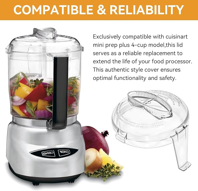 Mini Prep Plus Food Processor 4 Cup Work Bowl Cover Replacement for Cuisinart Food Processor Lid Parts-Multifunctional lid Designed With Two Pinholes for Adding Liquids While Processing