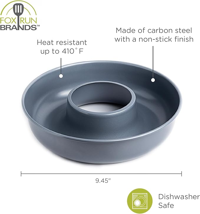 Fox Run French Savarin Cake Mold, Non-Stick Ring Cake Pan, 9.5"