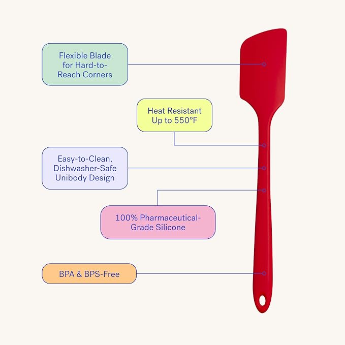 GIR: Get It Right Silicone Kitchen Spatula - Non-toxic Cooking Utensils for Nonstick Cookware, Cooking and Baking, Ultimate - 11IN - Red