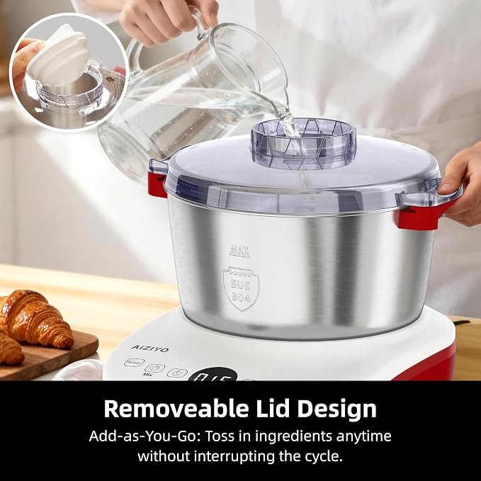 AIZIYO DoughChief, 5.3QT Dough Maker, Dough Mixer with Ferment Function, Bread Maker with 304 Stainless Steel Bowl, Removeable lid, Touch Panel Control, Dough Proofing Box for Pizza & Bread