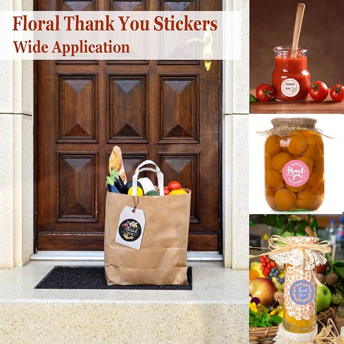 Thank You Stickers Rolls 3000 Pcs - 1 Inch Floral Designs Thank You Stickers Labels for Baking Packaging Envelope Seals Small Business Flower Stickers Tags for Wedding Birthday Party Gift Wrap Bag