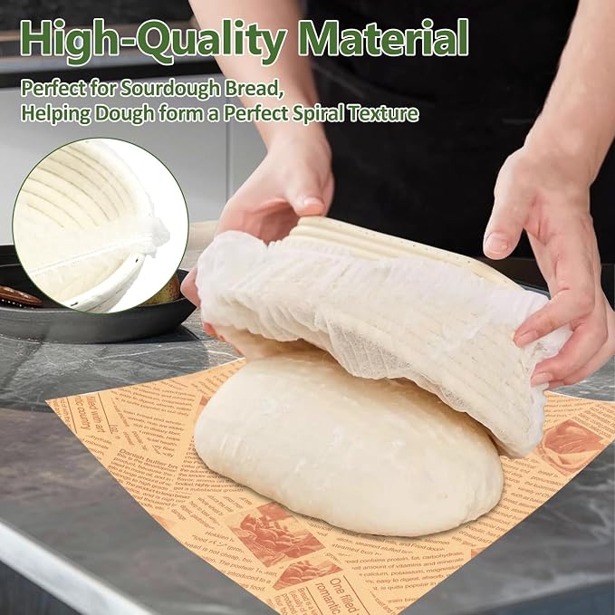 50Pcs Banneton Bread Proofing Basket Liner,21"Bread Bowls Liner Non-Stick Dough,BPA-Free Non Woven Sourdough Bread Basket Liners,Elastic Banneton Liners for Prevents Dough from Sticking to Basket