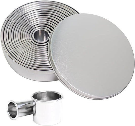 Alimat PluS Cookie Cutter Set, 14 PCS Circle Cookie Cutters, Stainless Steel Cutter Set as Biscuit Cutter, Pastry Cutter and Dount Cutter