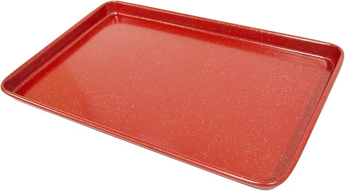casaWare 15 x 10 x 1-Inch Ultimate Series Commercial Weight Ceramic Non-Stick Coating Cookie/Jelly Roll Pan (Red Granite)