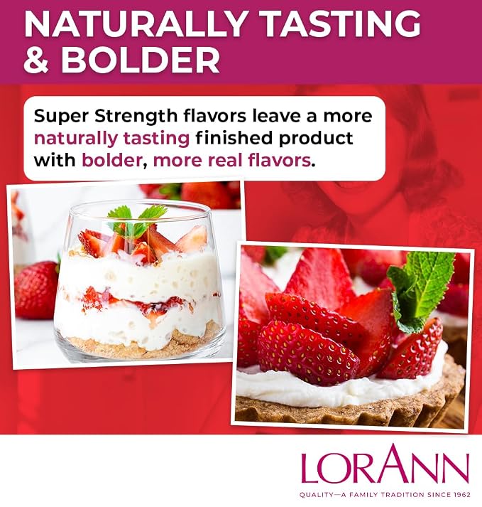 LorAnn Oils Super Strength Flavoring - Used For Candy Making, Flavoring Extracts, Baking, Hard Candy, and Flavor Oils - Bold, Natural Flavors 4X Stronger Than Extracts - Strawberry, 1 fl oz