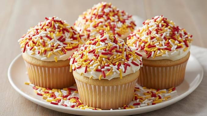 NCS Kansas City Game Day Red, Gold, Yellow & White Jimmies Edible Sprinkles – Cupcake, Cake & Cookie Decorations, 7 oz