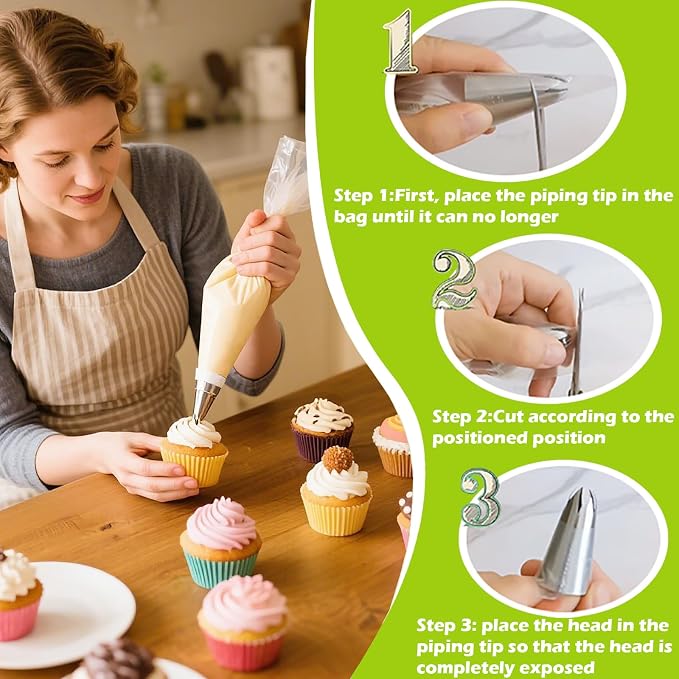 Suuker 1M Cake Decorating Tips, 3 Pieces | Seamless Stainless Steel, Large Star Piping Tips, Open Star Frosting Tips, For Cupcakes, Cookie and Cake