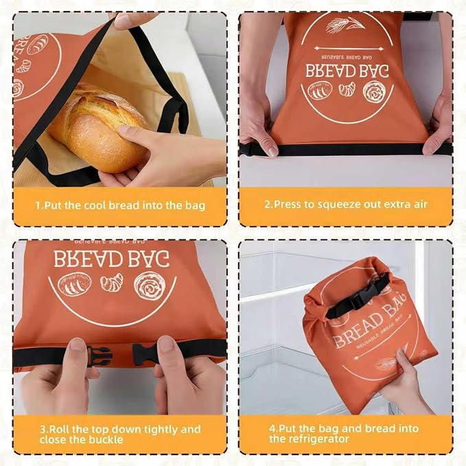 Bread Bags for Homemade, Beeswax Reusable Bread Bag for Sourdough, 1 Pack 17×13 Inches XL-Waxed Food Storage Bag to Keep Sourdough Fresh, Freezer-Safe, Eco-Friendly (Orange)