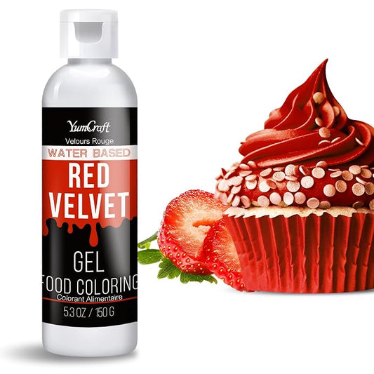 Food Coloring Gel - Vibrant Color Gel Food Coloring for Cake Decorating, Baking, Easter Egg, Icing - Tasteless Food Color Dye for Fondant, Cooking, Airbrush (Red velvet, 5.3oz)