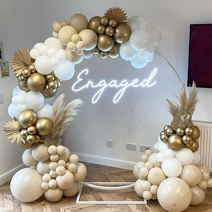 PartyWoo White Sand Balloons 100 pcs Different Sizes Pack of 18 12 10 5 Inch Off White Beige Cream Ivory Balloon Arch Kit Garland for Wedding Bridal Baby Shower Birthday Party Decorations White-F12