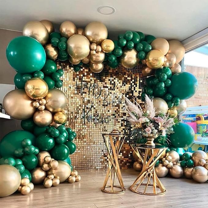 Voircoloria 130pcs Dark Green Balloons Different Sizes 18" 12" 10" 5" Hunter Green Balloons for Birthday Dinosaur Baby Shower St. Patrick's Day Summer Jungle Forest Safari Party Decorations