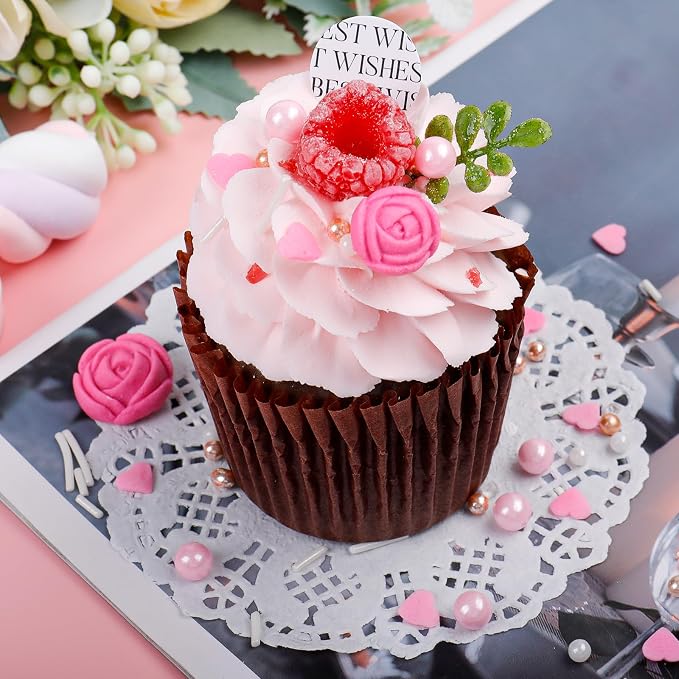 Flower Sprinkles for Cake Decorating, 11.3oz/320g Edible Red Pink Sprinkles Mixed Heart Pearl, 4 Jars Set for Valentines & Mothers Day Baking Cupcakes Cookies