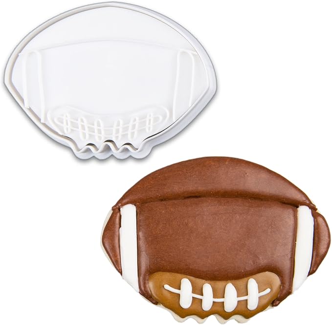 Mostop Football Cookie Cutter with Stampers, 3D Sports Cookie Cutter Set, Cake Decoration Tools Birthday Party Supplies Favors