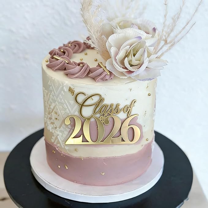 Acrylic Class of 2026 Congrats Grad Cake Topper,Graduation Decorations Congratulations Cake Decor for College High School Graduation Party Favors