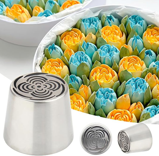 Extra Large Russian Piping Tips for Marshmallows Stainless Steel Flower Frosting Nozzles many styles Cake Decorating Baking tool for Buttercream, Cupcakes Cookies(SL79)