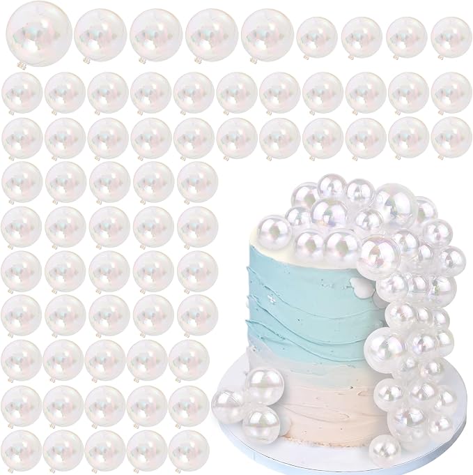 66 PCS Bubble Cake Topper Clear Balls Cake Topper Bubble Cake Decorations Plastic Bubbles for Crafts Bolas Decorativas Para Pastel Esferas Para Decorar Pasteles Party Birthday Wedding Anniversary