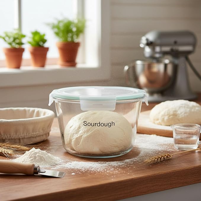 2.1 Liter Sourdough Starter Jar,Sourdough Bread Baking Supplies,Fermentation Jar,Sour Dough Tools,Glass Storage Containers With Airtight Lids,Large Pickle Jars Wide Mouth,Kitchen Storage Container