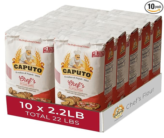 Antimo Caputo Chef's Flour 2.2 LB (Case of 10) - 22 LB Total - Italian Double Zero 00 Flour - Soft Wheat for Pizza Dough, Bread, & Pasta