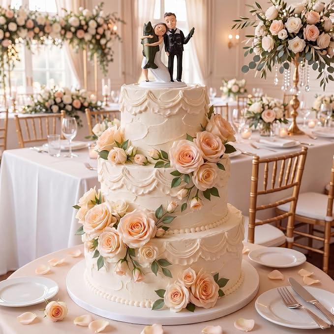 Remerry 4.5" Wedding Bride and Groom Cake Topper Vintage Elegant Wedding Cake Topper Couple Figurine Novios Para Pastel for Engagement Romantic Funny Couple Statue Anniversary(Come Back Loaded,White)