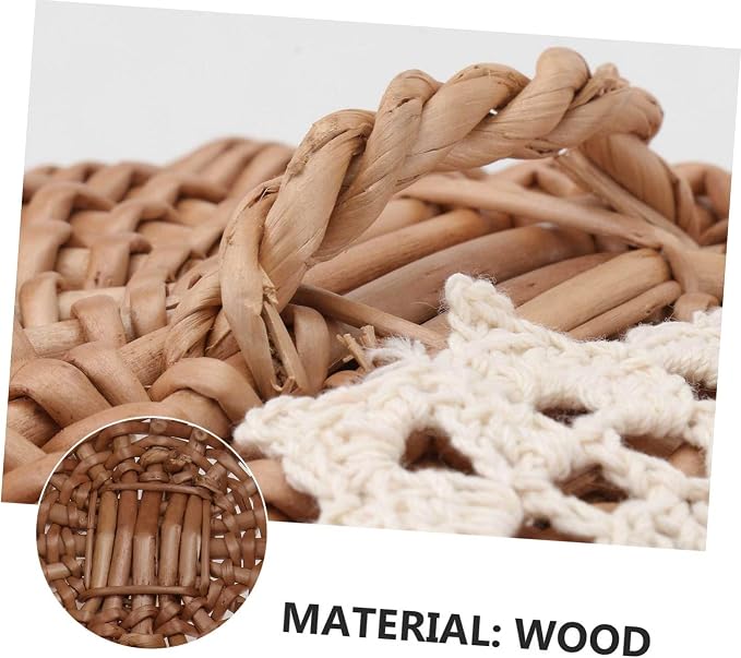 1pc Hand-woven Rattan Cover and Storage Basket Round Design for Kitchen Use Snacks from and Insects Natural Wood for Bread and Pastry Serving