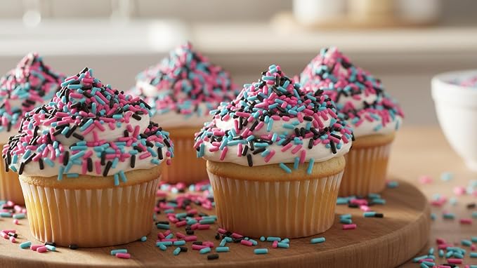 NCS Pink, Black & Light Teal Jimmies Edible Sprinkles – Cupcake, Cake & Cookie Decorations, 7 oz