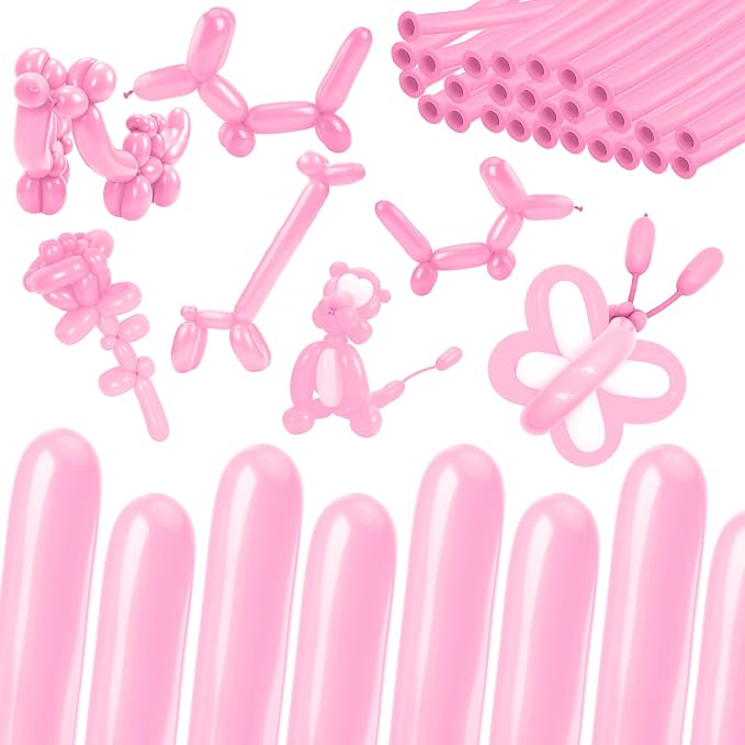 260 Pink Balloons - 50pcs Long Balloons for Arch & Animals Kit