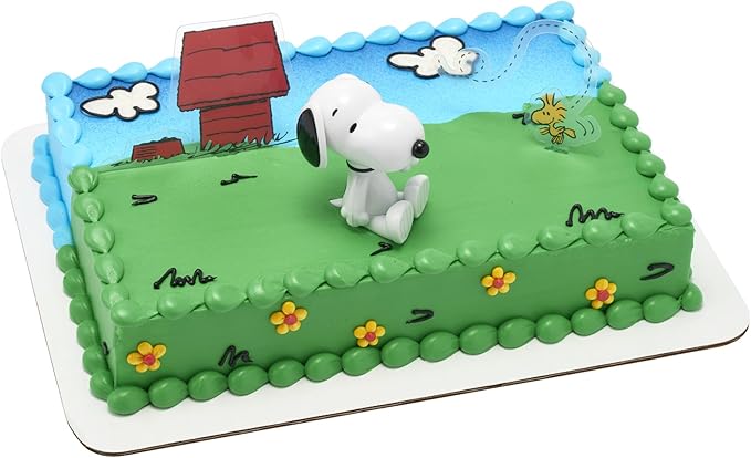DecoSet® Peanuts® Snoopy® and Woodstock® Cake Topper, 3-Piece Cake Decoration | For Birthday, Parties, Celebration