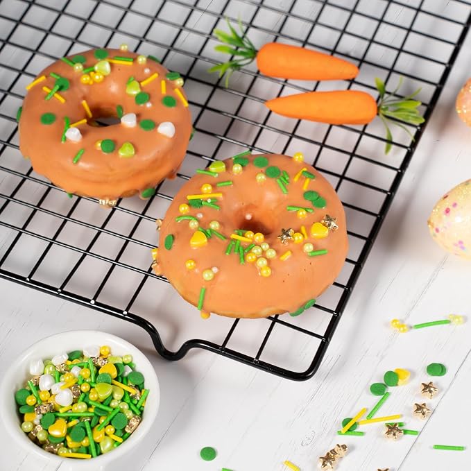 Cobakey Spring Sprinkles for Cookies 4.23 Ounce Green Sprinkles for Baking Gold Star Edible Heart Perfect for Easter Cake Decorations, Baking, Ice Cream, Cookies, Cupcake Topper