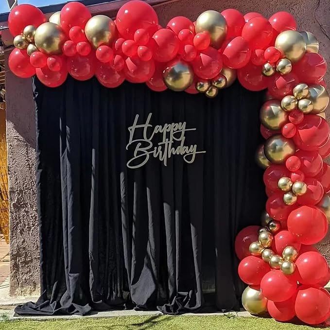 Red and Gold Balloon Arch Kit, Metallic Gold and Red Balloon Garland Kit, 100 Pcs Balloons Different Sizes for Valentines Wedding Bridal Shower Anniversary Bachelorette Party Decorations