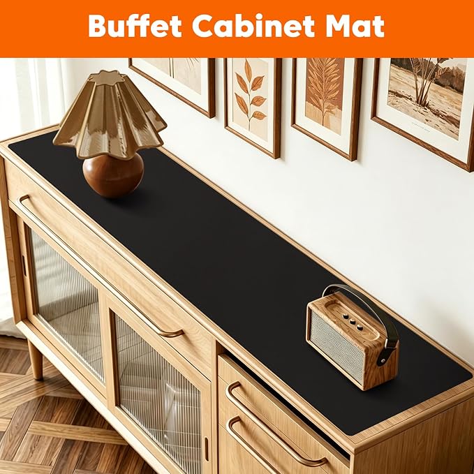 Large Silicone Mat for Kitchen Counter, 20" x 80" Cuttable Heat Resistant Mats for Countertop, Suitable for Kitchen Counter, Dining Tables, Desks, Buffet Cabinet, etc. Skin-Friendly Material, Black