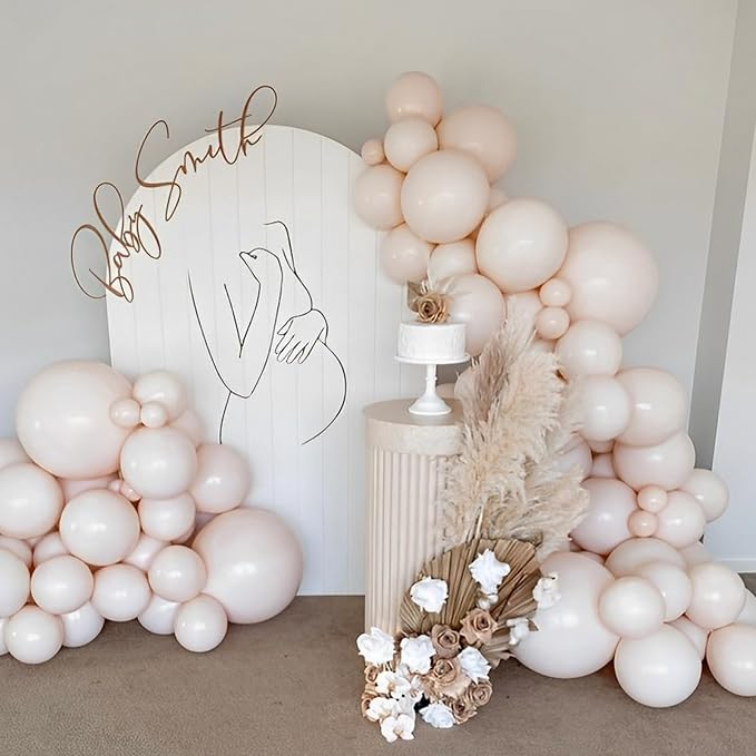 Voircoloria 110pcs Blush Balloons 12inch Nude Latex Party Balloons for Graduation, Wedding, Birthday, Bridal Shower, Baby Shower, Boho Theme Party, Anniversary Party Decorations