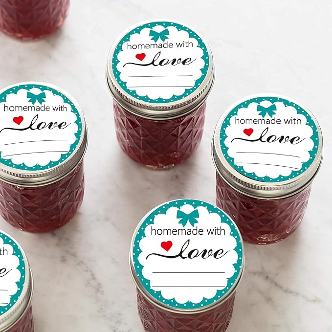 Homemade with Love Stickers 2 Inch DIY Jar Decoration Customizable Canning Jar Labels with Lines for Writing Baked Goods Packaging Stickers,504 Pcs