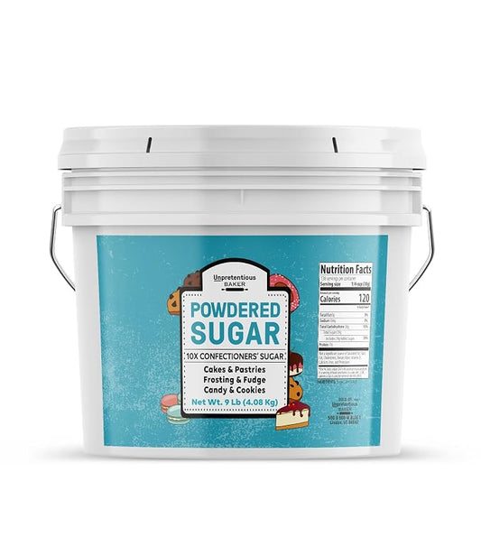 Unpretentious Powdered Sugar, 2 Gallon Bucket, Confectioners Sugar, For Baking, Candy Making, Desserts (144 Ounces)