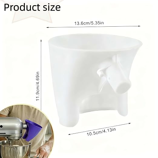 Flour Funnel for KitchenAid Mixer 5 Qt, Anti-Splash Attachment for Tilt-Head Stand Mixer 4.5 & 5 Quart (KSM150), Dishwasher Safe No-Mess Baking Tool, Easy Pour Accessory (Red)