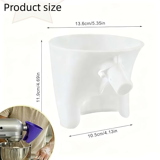 Flour Funnel for KitchenAid Mixer 5 Qt, Anti-Splash Attachment for Tilt-Head Stand Mixer 4.5 & 5 Quart (KSM150), Dishwasher Safe No-Mess Baking Tool, Easy Pour Accessory (Green)