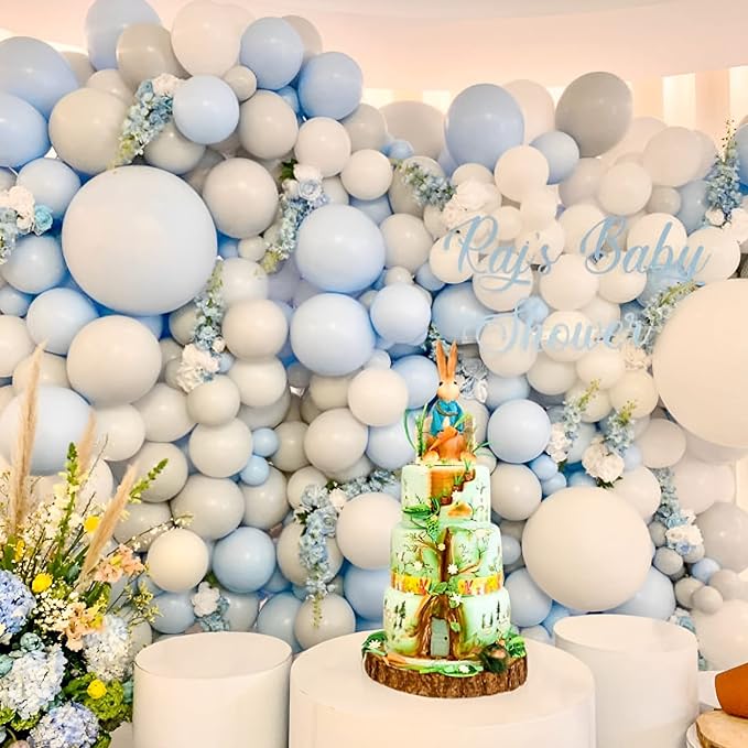 Voircoloria 105pcs Baby Blue Balloons 12inch Party Latex Balloons for Birthday Graduation Baby Shower Anniversary New Year Holiday Party Decorations
