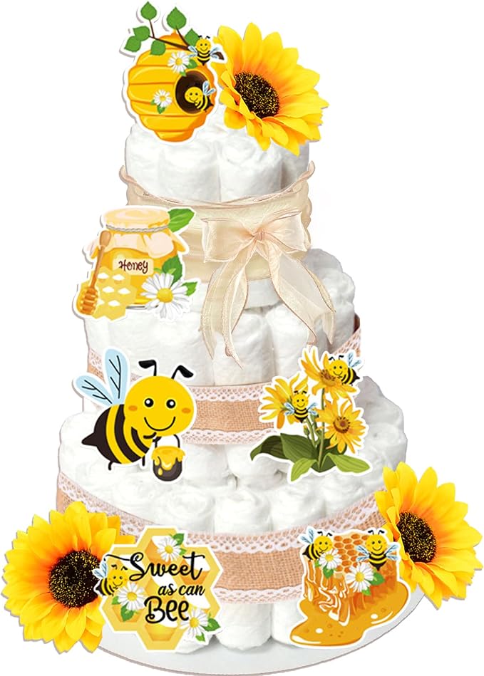 Honey Bee Baby Shower Diaper Cake Decorating Kit Party Supplies Gender Reveal Decorations Baby Shower Gifts Cake Topper Sweet As Can Bee Party