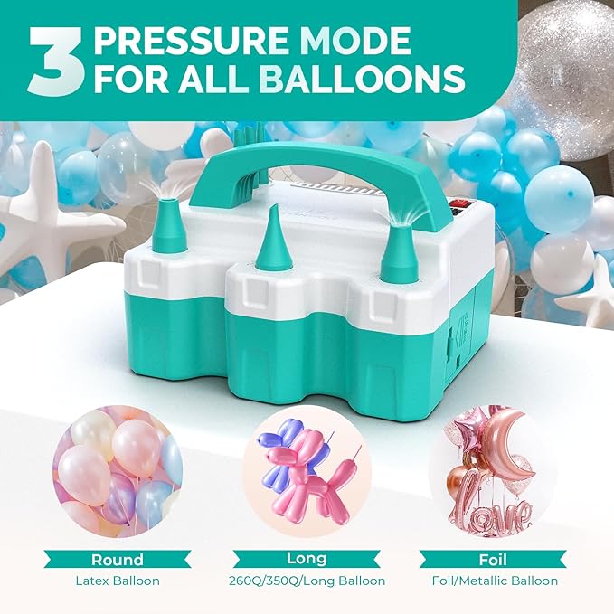 ETENWOLF Electric Balloon Pump for All Balloons 110V 600W Balloon Blower for Party Metalic Latex 260q Foil Balloons, Balloon Inflator for Birthday Decorations