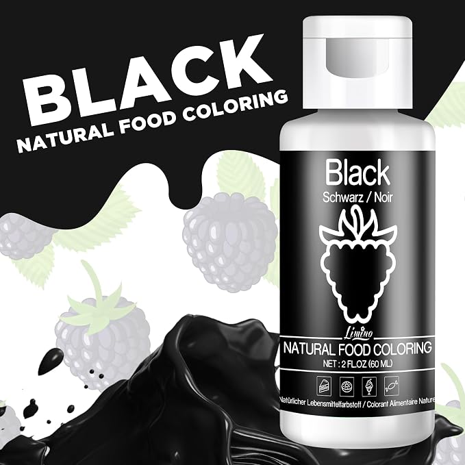 Natural Food Coloring - 2 fl.oz Plant-Based Liquid Food Coloring, Artificial Dye Free, All Nature Food Dye for Baking, Cake Decorating and Fondant, Organic Food Color for Icing, Frosting (Black)
